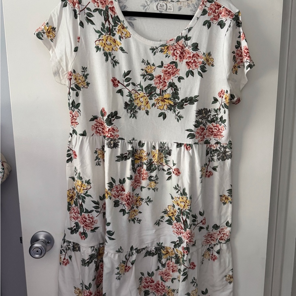 Maurices Floral Patterned Dress with Pink and Green